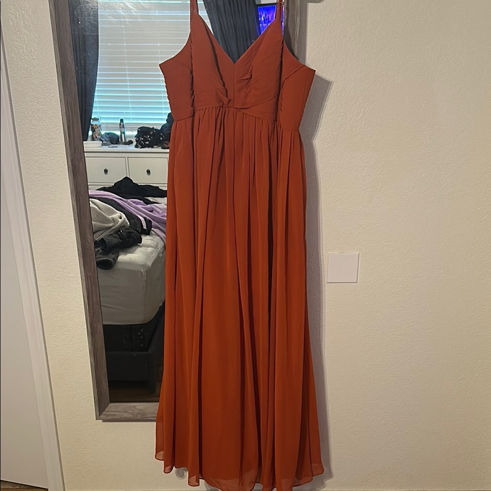 Azazie paprika dress